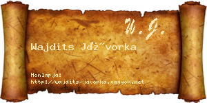 Wajdits Jávorka névjegykártya